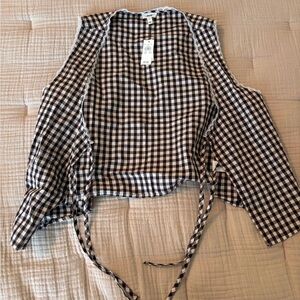 Aerie Gingham Cottagecore Tie Top